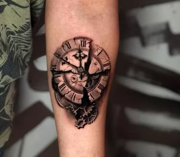 Broken Clock Tattoo